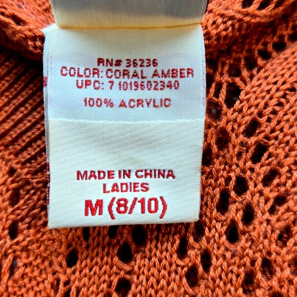 Faded Glory Women's Sweater Medium M Orange Vest Misses Size 8 10 Sleeveless - Picture 5 of 7